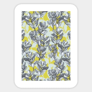 Leaf and Berry Sketch Pattern in Mustard and Ash Sticker